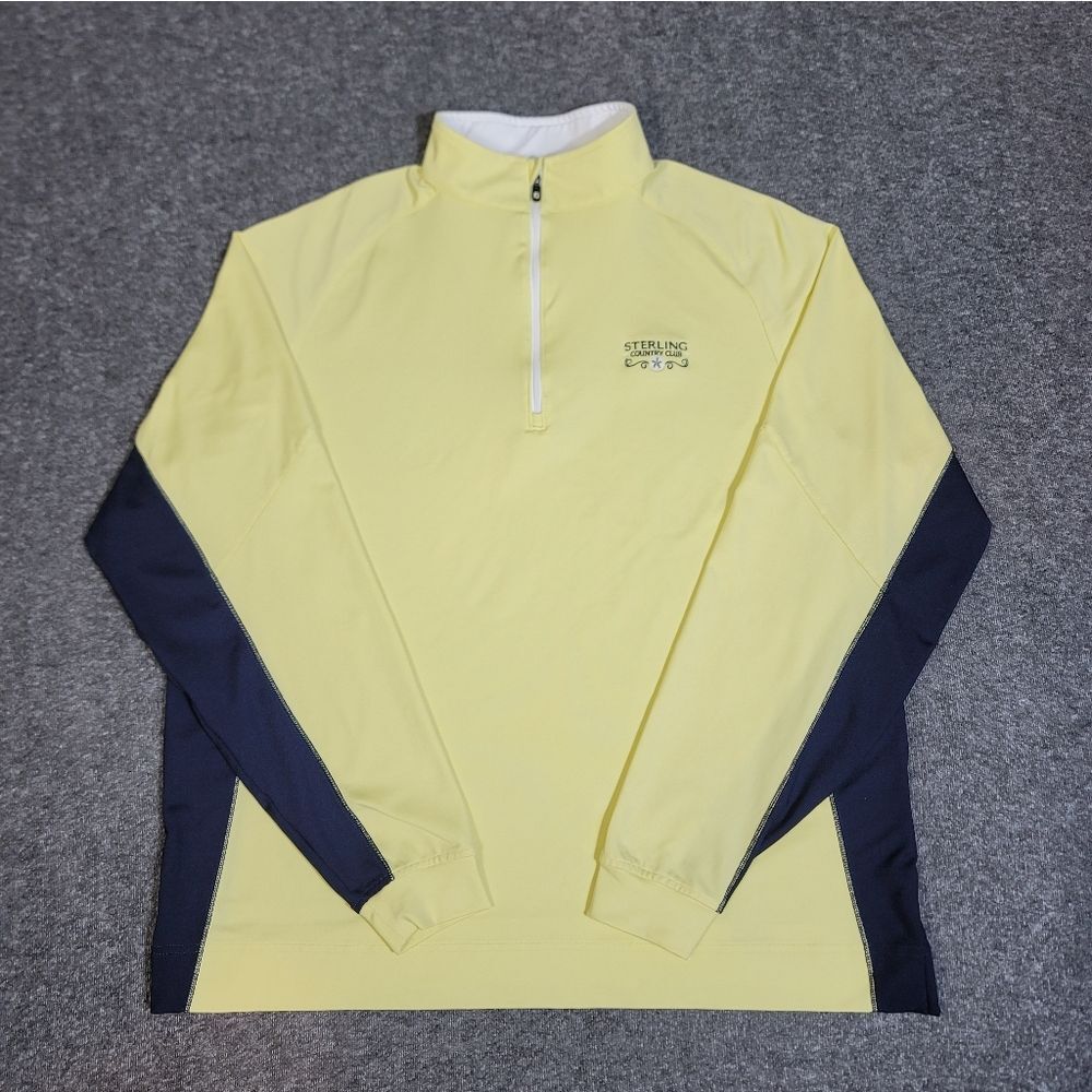 FootJoy FJ 1/4 Zip Pullover Men's L Yellow Navy Sterling Country Club Golf NWOT